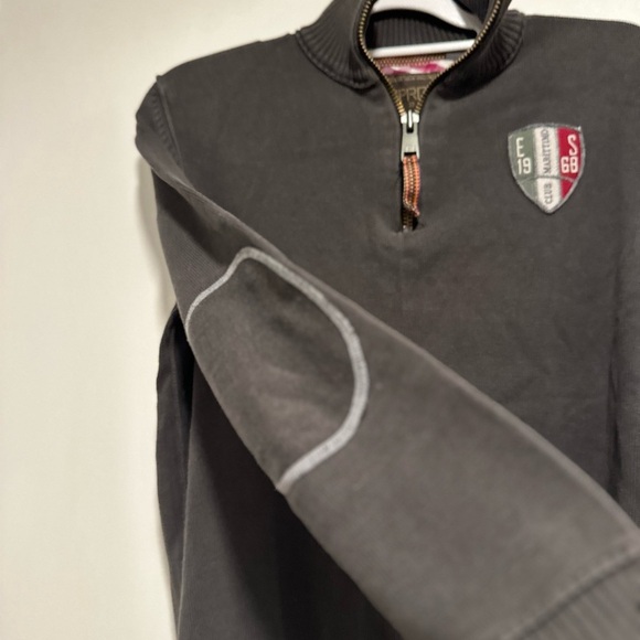 Mens Sz: S Esprit Dusty Black Club Marittimo 1/4 Zip Pullover Elbow Patches. - Picture 8 of 12